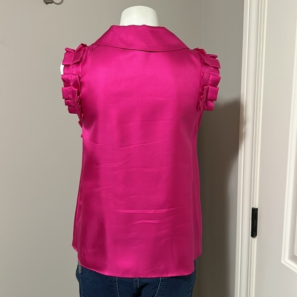 Marc by Marc Jacobs Blouse SILK Sleeveless Top Pleated Accents Pink Sz S - Picture 5 of 10